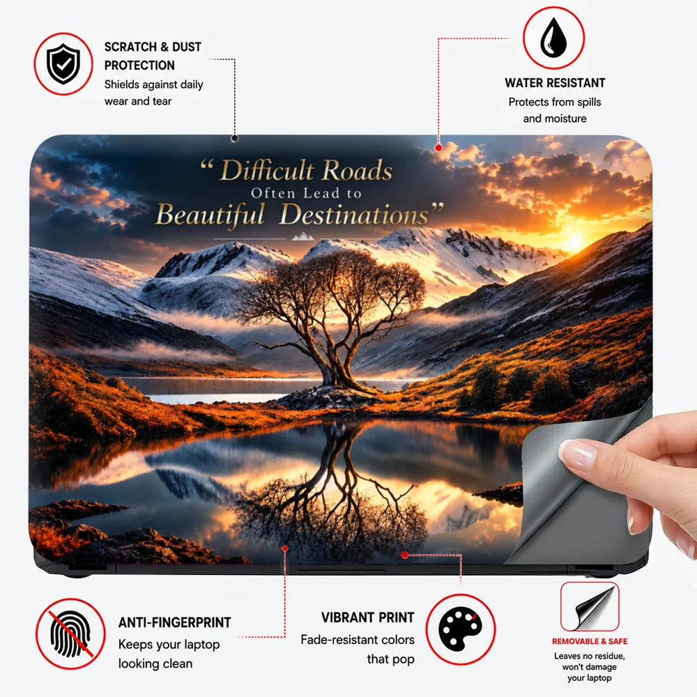 Difficult Roads Lone Tree Laptop Skin - View 4