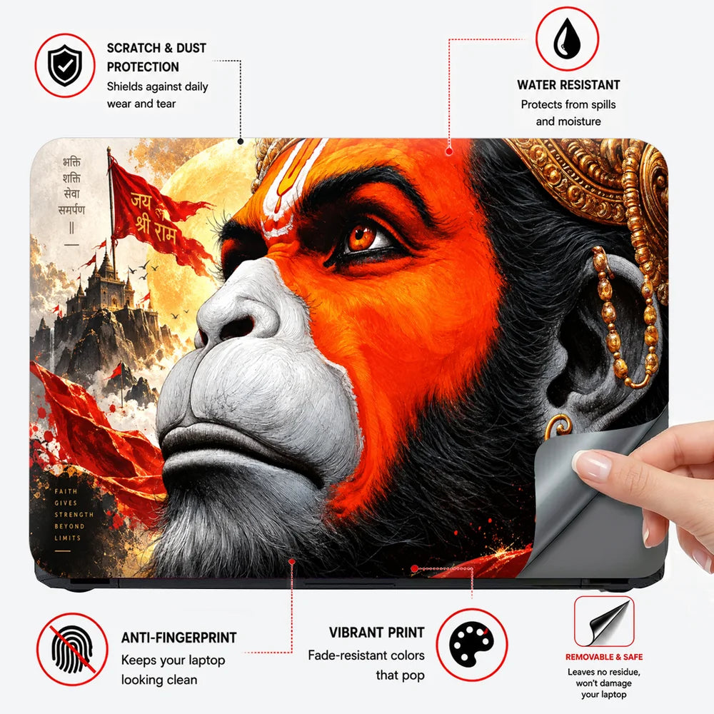Divine Hanuman Faith and Strength Laptop Skin - View 4
