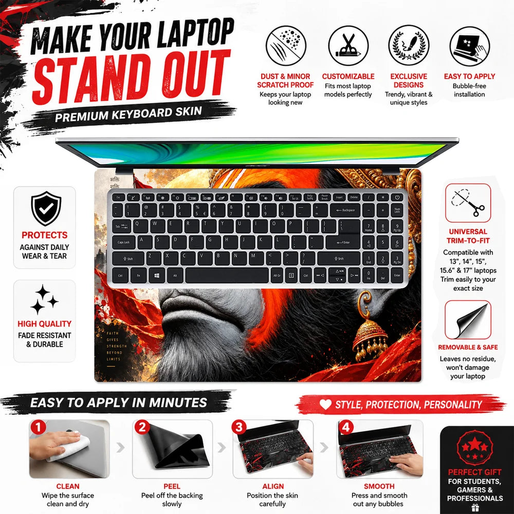 Divine Hanuman Faith and Strength Laptop Skin - View 5
