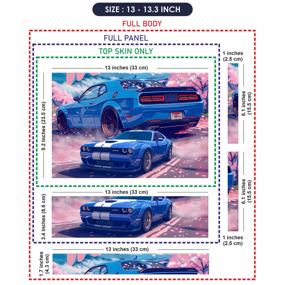 Dodge Challenger Blue Muscle Laptop Skin - View 6