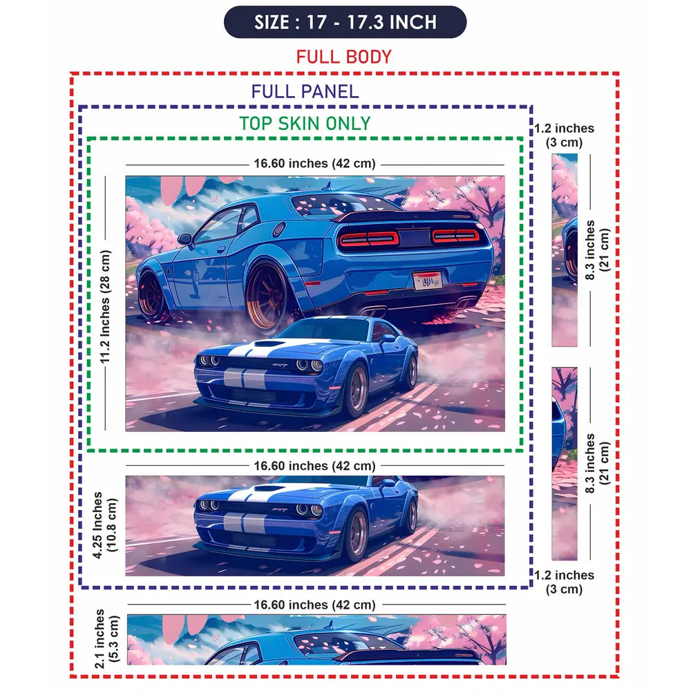 Dodge Challenger Blue Muscle Laptop Skin - View 9