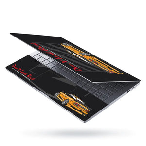 Don't Look Back Orange Sports Car Laptop Skin - View 3
