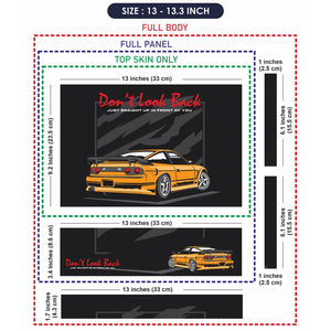 Don't Look Back Orange Sports Car Laptop Skin - View 6