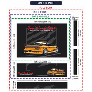 Don't Look Back Orange Sports Car Laptop Skin - View 7