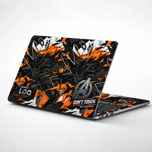 Dont Touch My Machine Orange Laptop Skin - View 1