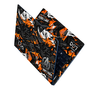 Dont Touch My Machine Orange Laptop Skin - View 2