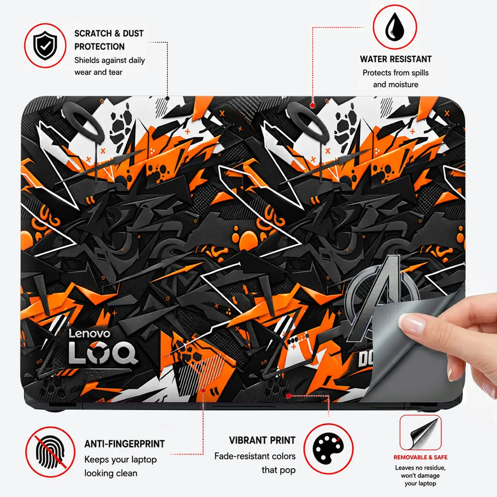 Dont Touch My Machine Orange Laptop Skin - View 4