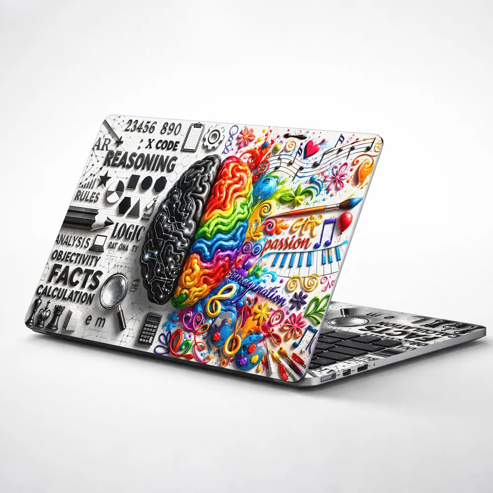 Doodle Brain Left Logic Right Creative Detail Laptop Skin - View 1