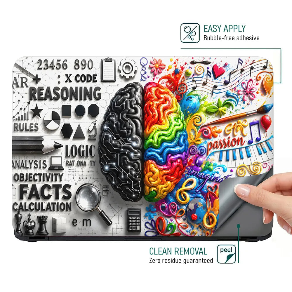 Doodle Brain Left Logic Right Creative Detail Laptop Skin - View 4