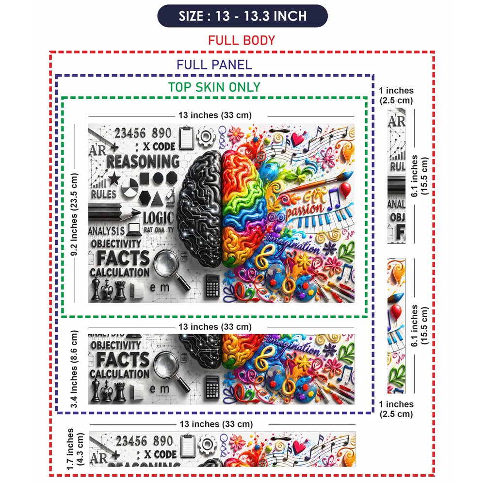 Doodle Brain Left Logic Right Creative Detail Laptop Skin - View 6