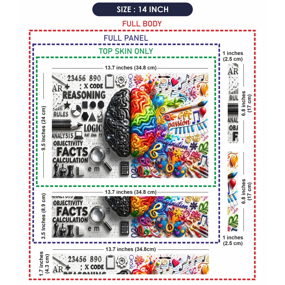 Doodle Brain Left Logic Right Creative Detail Laptop Skin - View 7