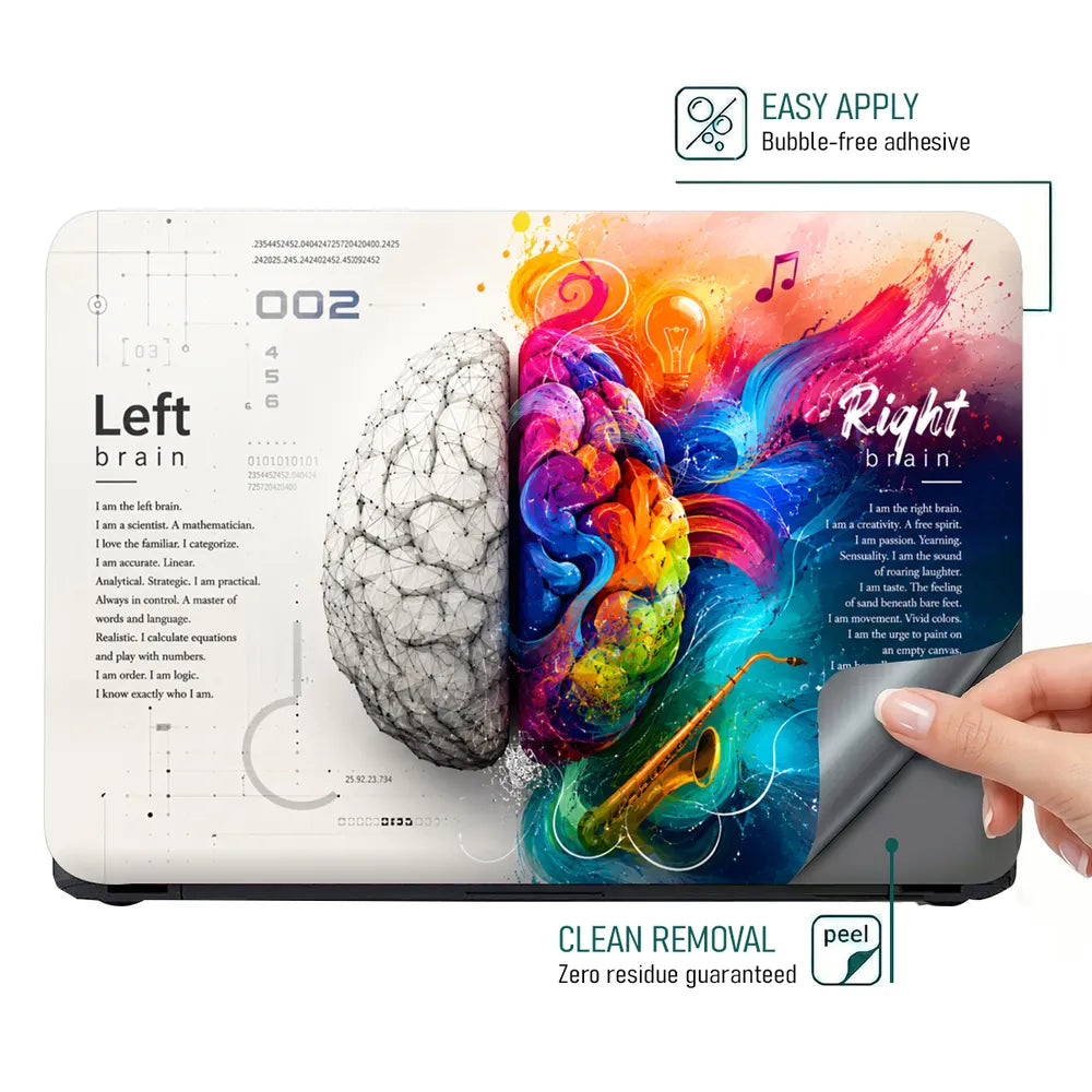 Doodle Brain Left Right Logical Creative Laptop Skin - View 4
