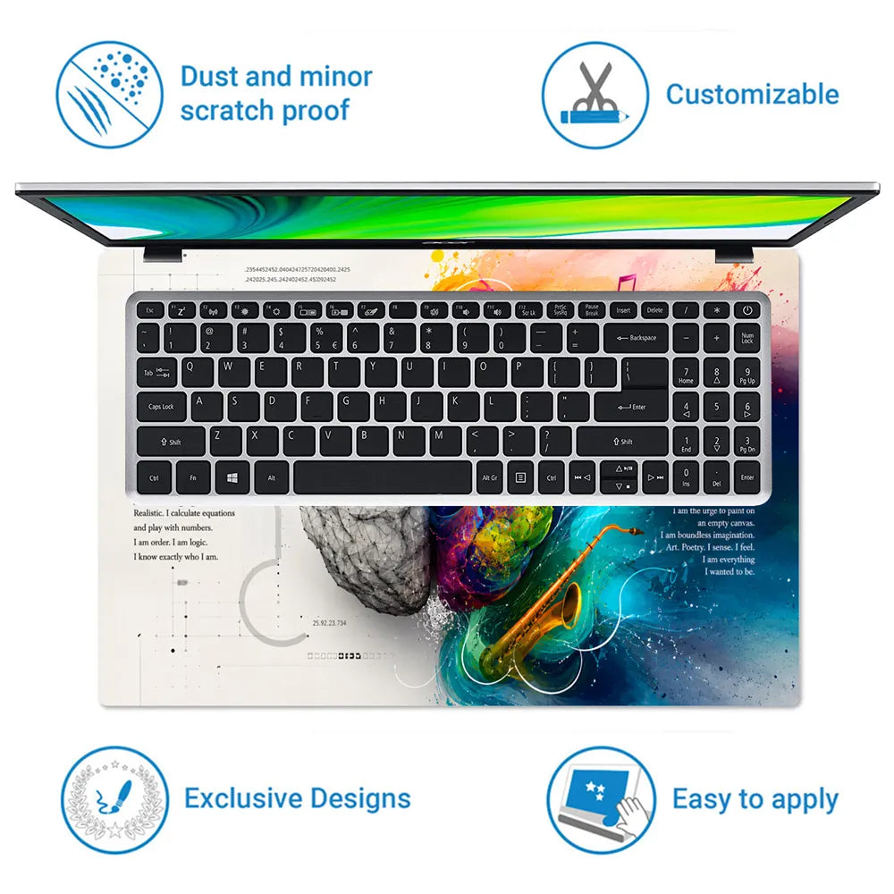 Doodle Brain Left Right Logical Creative Laptop Skin - View 5
