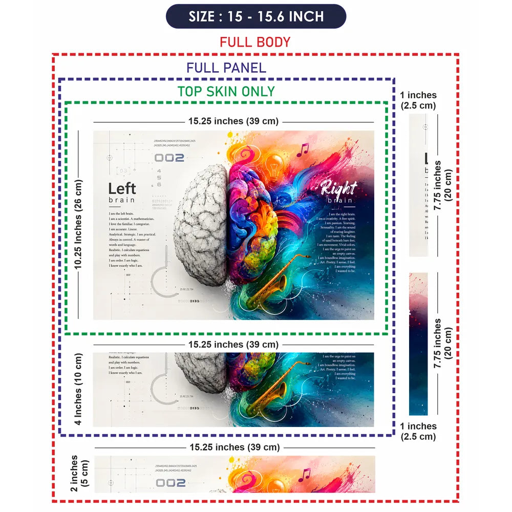 Doodle Brain Left Right Logical Creative Laptop Skin - View 8