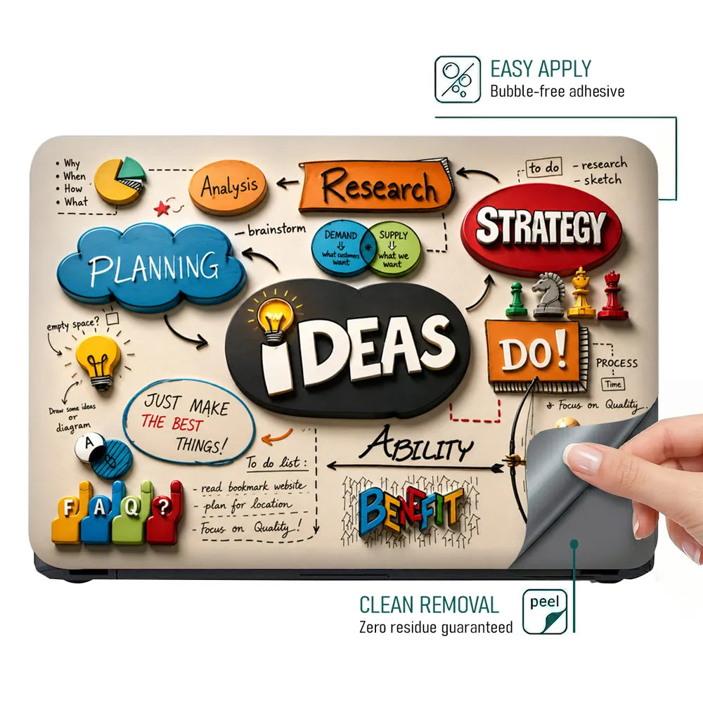Doodle Brainstorm Ideas Business Strategy Laptop Skin - View 4