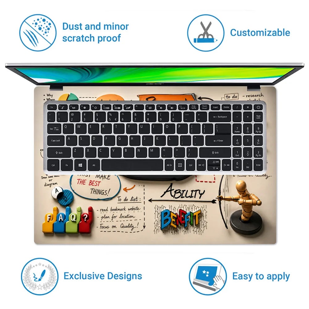 Doodle Brainstorm Ideas Business Strategy Laptop Skin - View 5