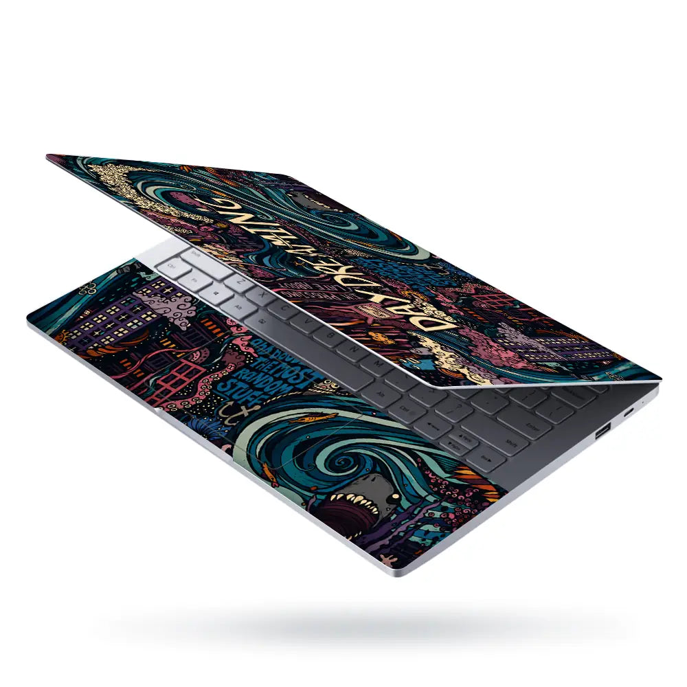 Doodle Daydreaming City Vintage Laptop Skin - View 3