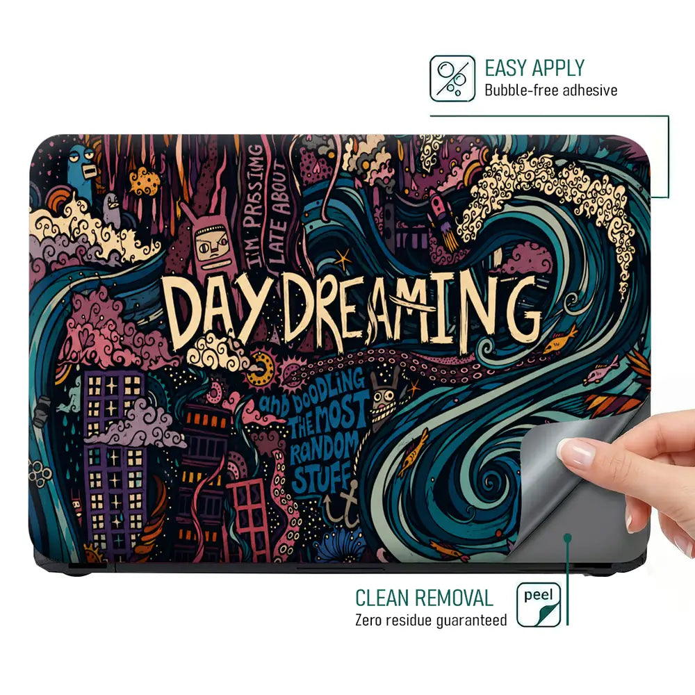 Doodle Daydreaming City Vintage Laptop Skin - View 4