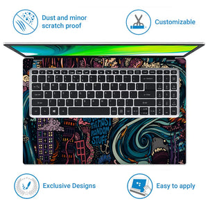 Doodle Daydreaming City Vintage Laptop Skin - View 5