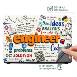 Doodle Engineer Coding Python Java Sketch Collage Laptop Skin - View 4