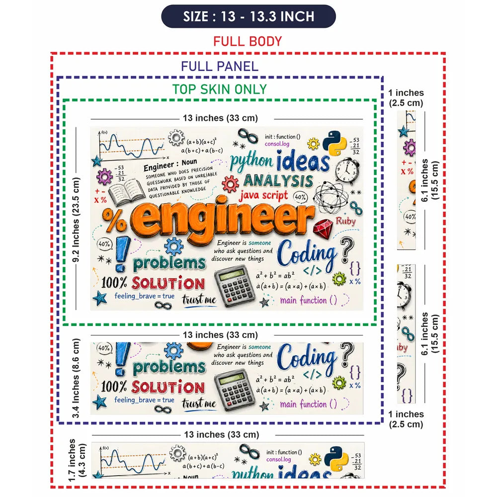 Doodle Engineer Coding Python Java Sketch Collage Laptop Skin - View 6