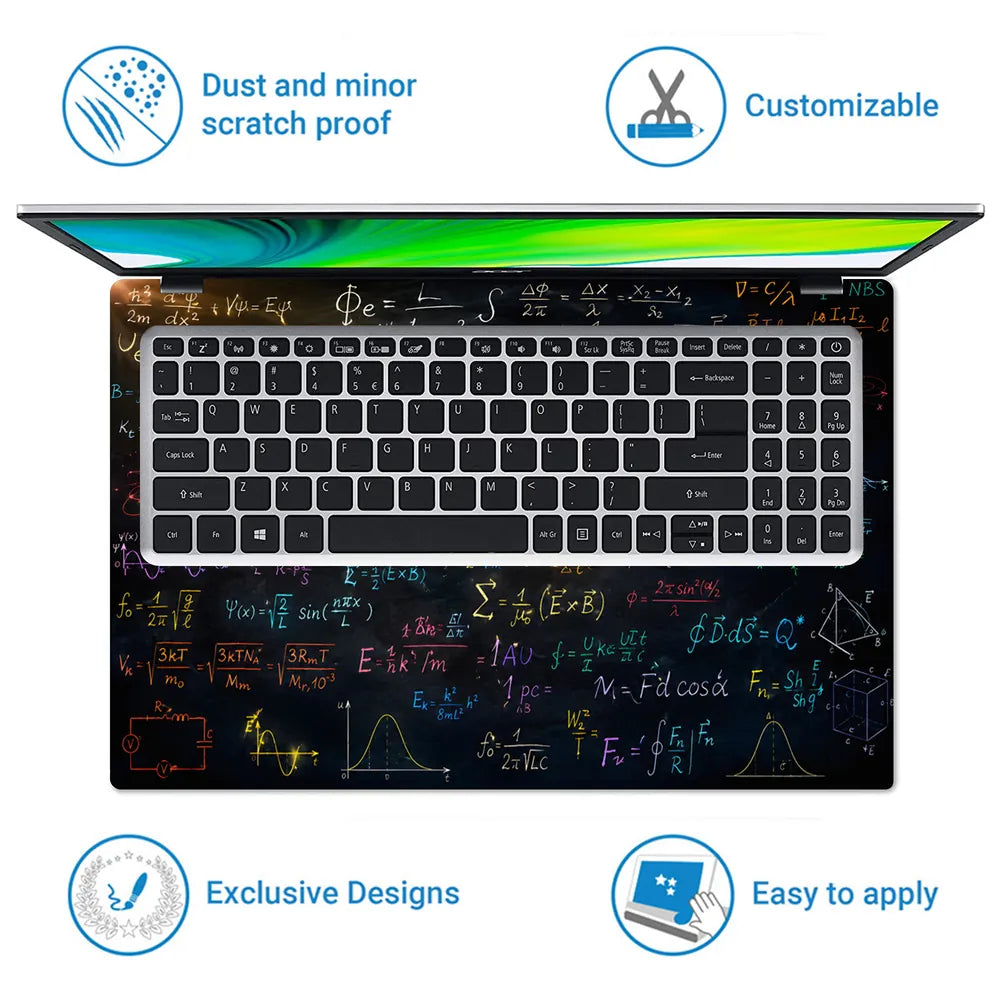 Doodle Physics Chalkboard Formulas Einstein Laptop Skin - View 5