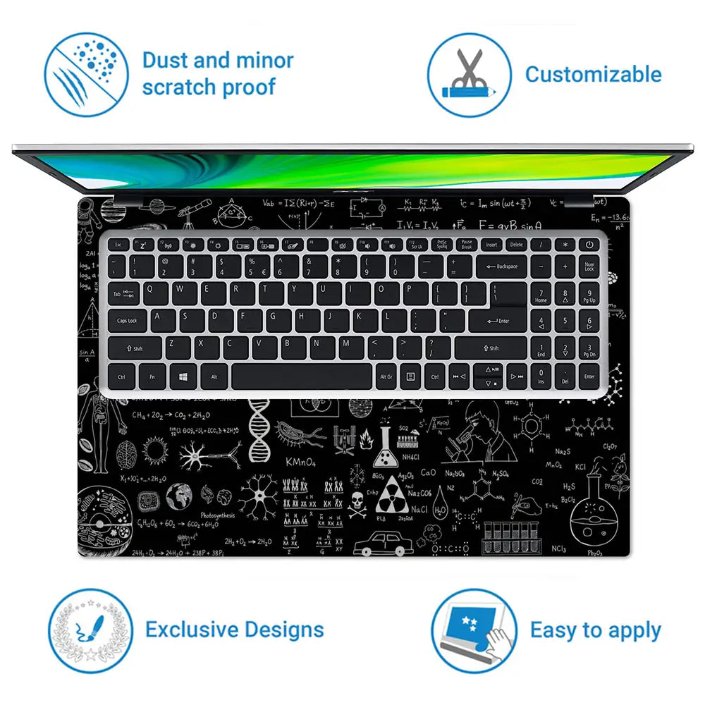 Doodle Science Chalkboard Formulas Laptop Skin - View 5