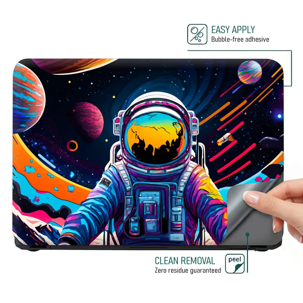 Doodle Space Astronaut Psychedelic Laptop Skin - View 4