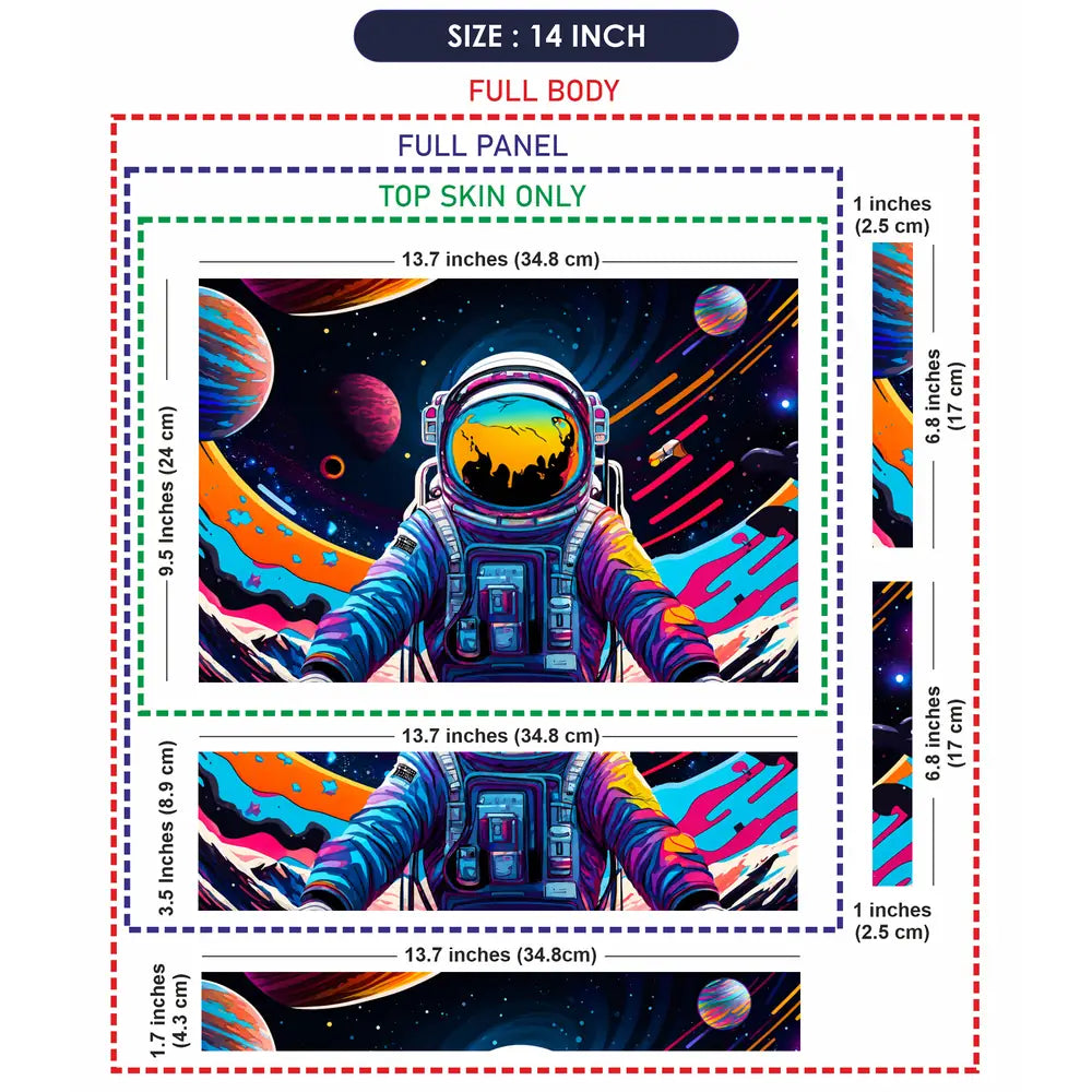 Doodle Space Astronaut Psychedelic Laptop Skin - View 7