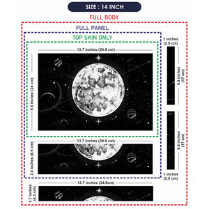Doodle Space Moon Black White Laptop Skin - View 7