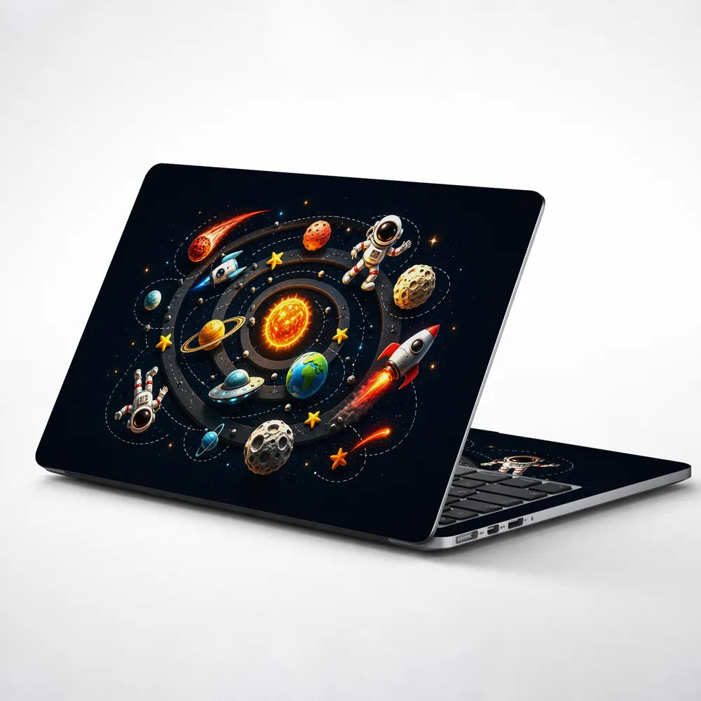 Doodle Space Solar System Cartoon Laptop Skin - View 1