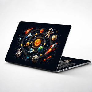 Doodle Space Solar System Cartoon Laptop Skin - View 1