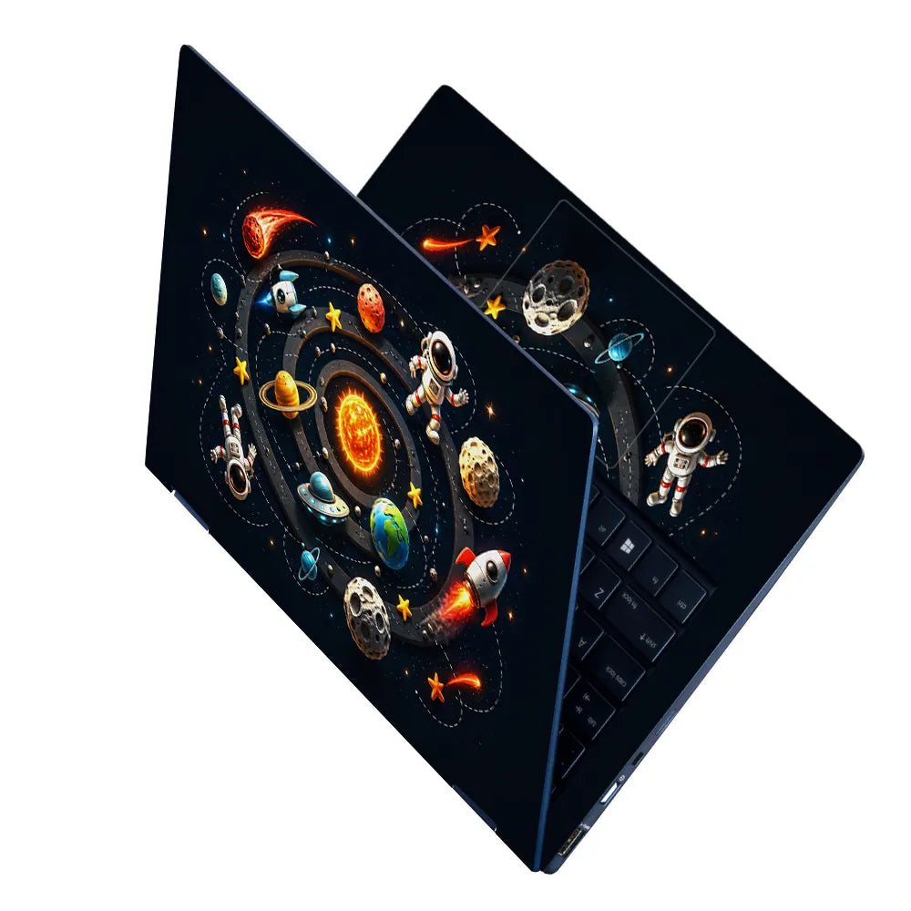 Doodle Space Solar System Cartoon Laptop Skin - View 2