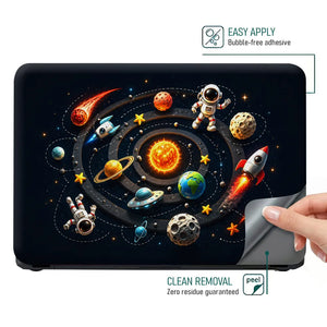 Doodle Space Solar System Cartoon Laptop Skin - View 4