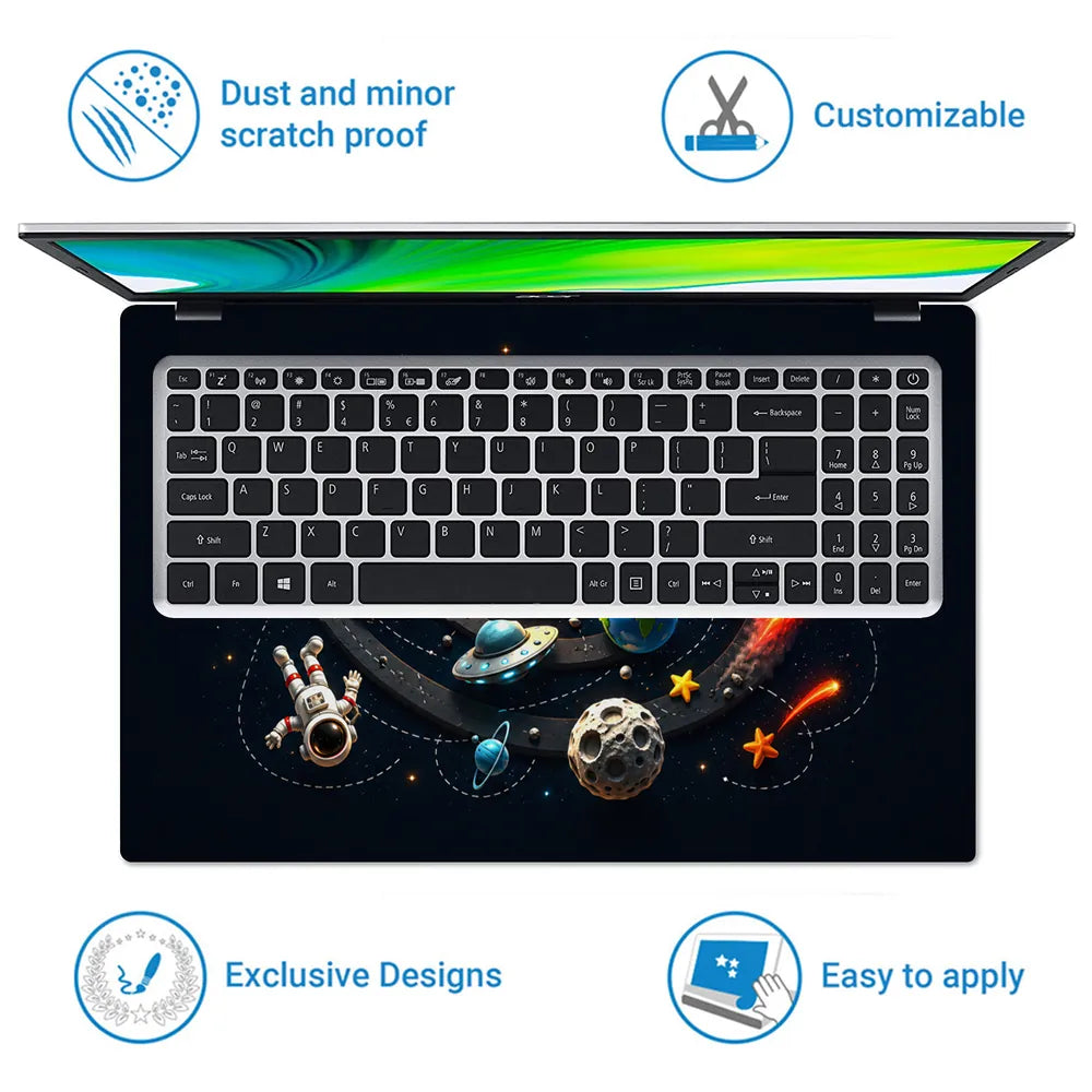 Doodle Space Solar System Cartoon Laptop Skin - View 5