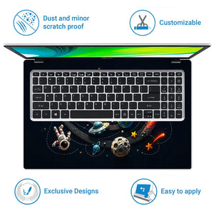 Doodle Space Solar System Cartoon Laptop Skin - View 5