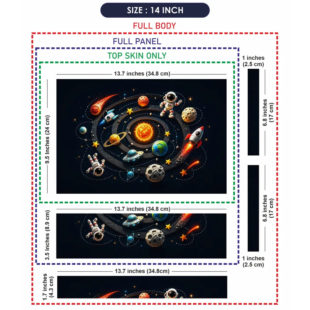 Doodle Space Solar System Cartoon Laptop Skin - View 7