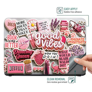 Doodle Stickers Pink Good Vibes Positivity Laptop Skin - View 4