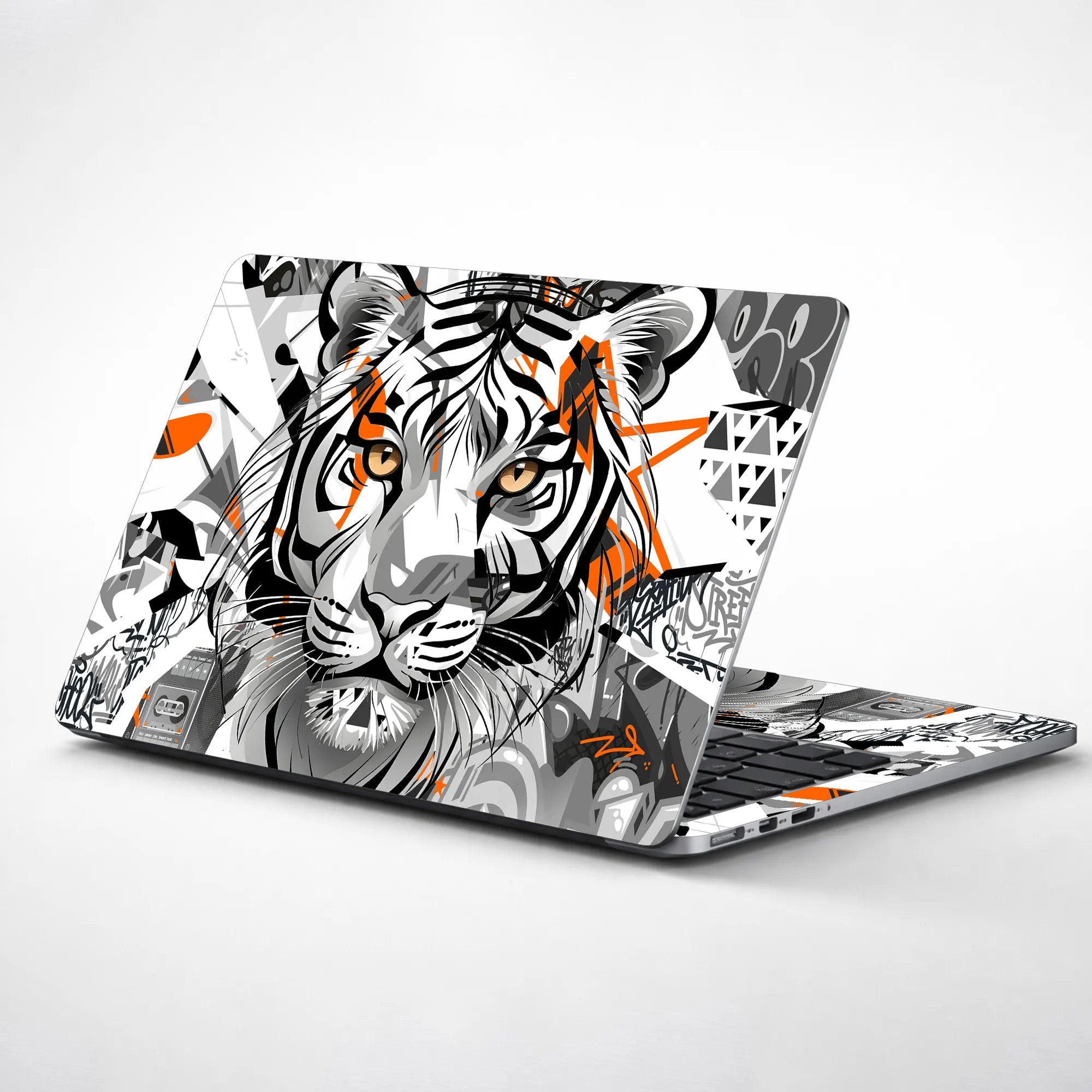 Laptop Skin - Graffiti Style Tiger Orange Black White