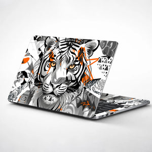 Laptop Skin - Graffiti Style Tiger Orange Black White