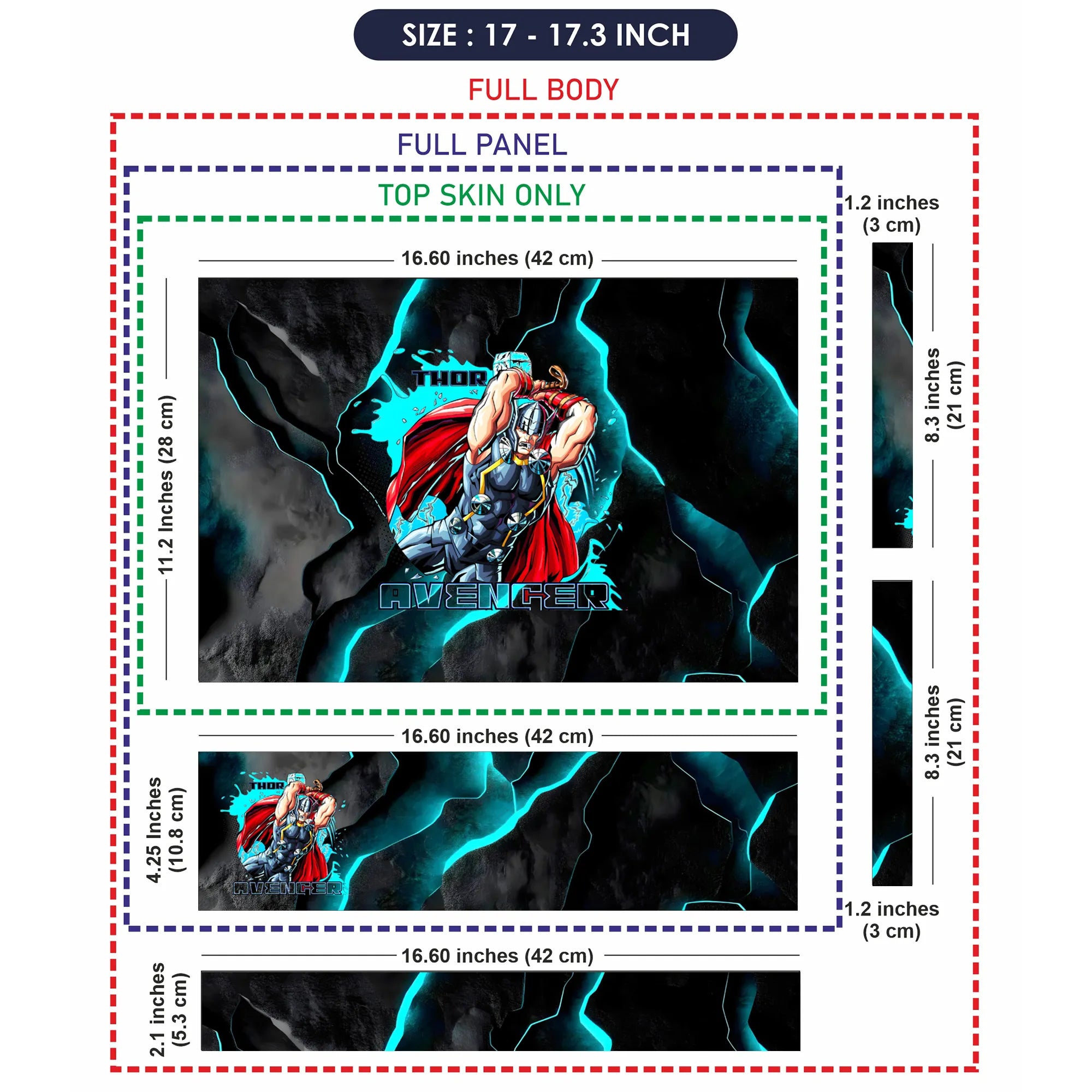 Laptop Skin - Dynamic Comic Hero Thor Electric Blue