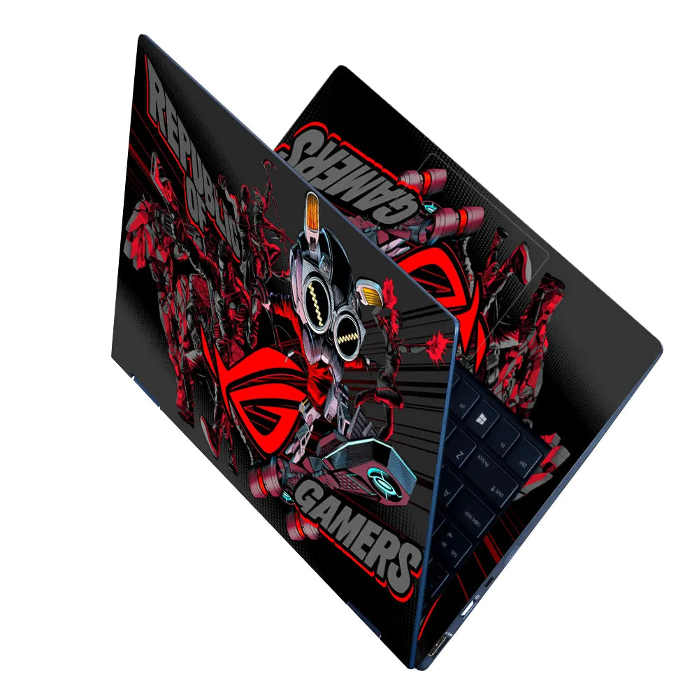 Laptop Skin - Dynamic Comic Style Gamers Red Action