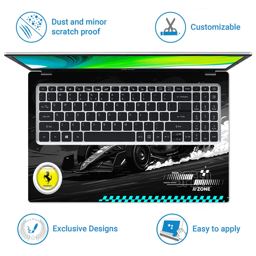 Universal Laptop Skin - Ferrari Speed Zone Design