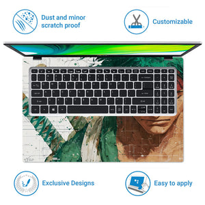 Laptop Skin - Dynamic Manga Warrior Green Energy 1