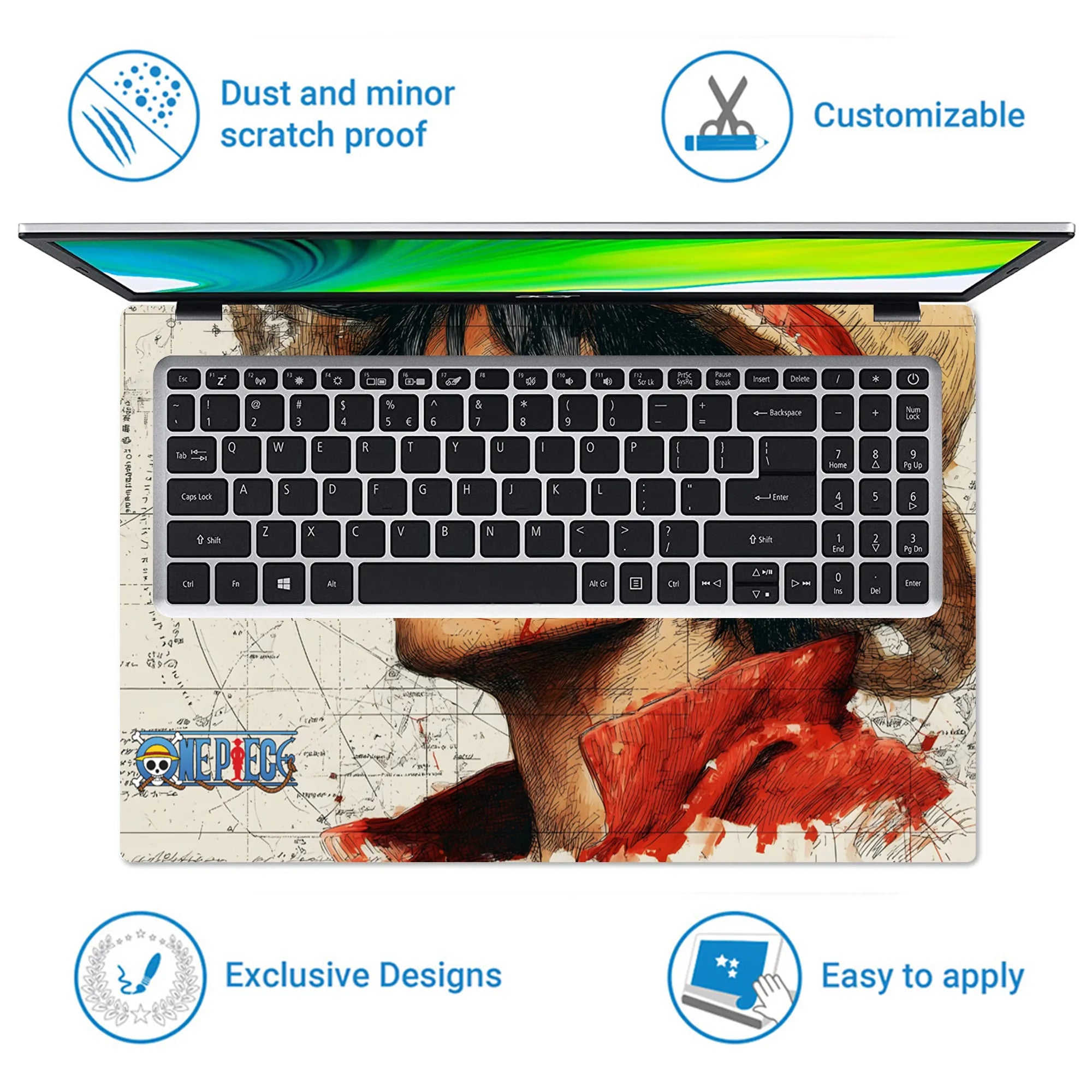 Laptop Skin - Dynamic Anime Pirate Adventure Red Intensity