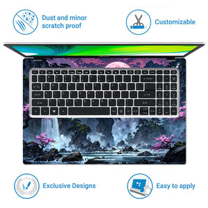 Laptop Skin - Serene Fantasy Landscape Pink Moon