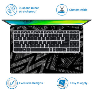 Laptop Skin - Monochromatic Abstract Lines Dynamic Movement