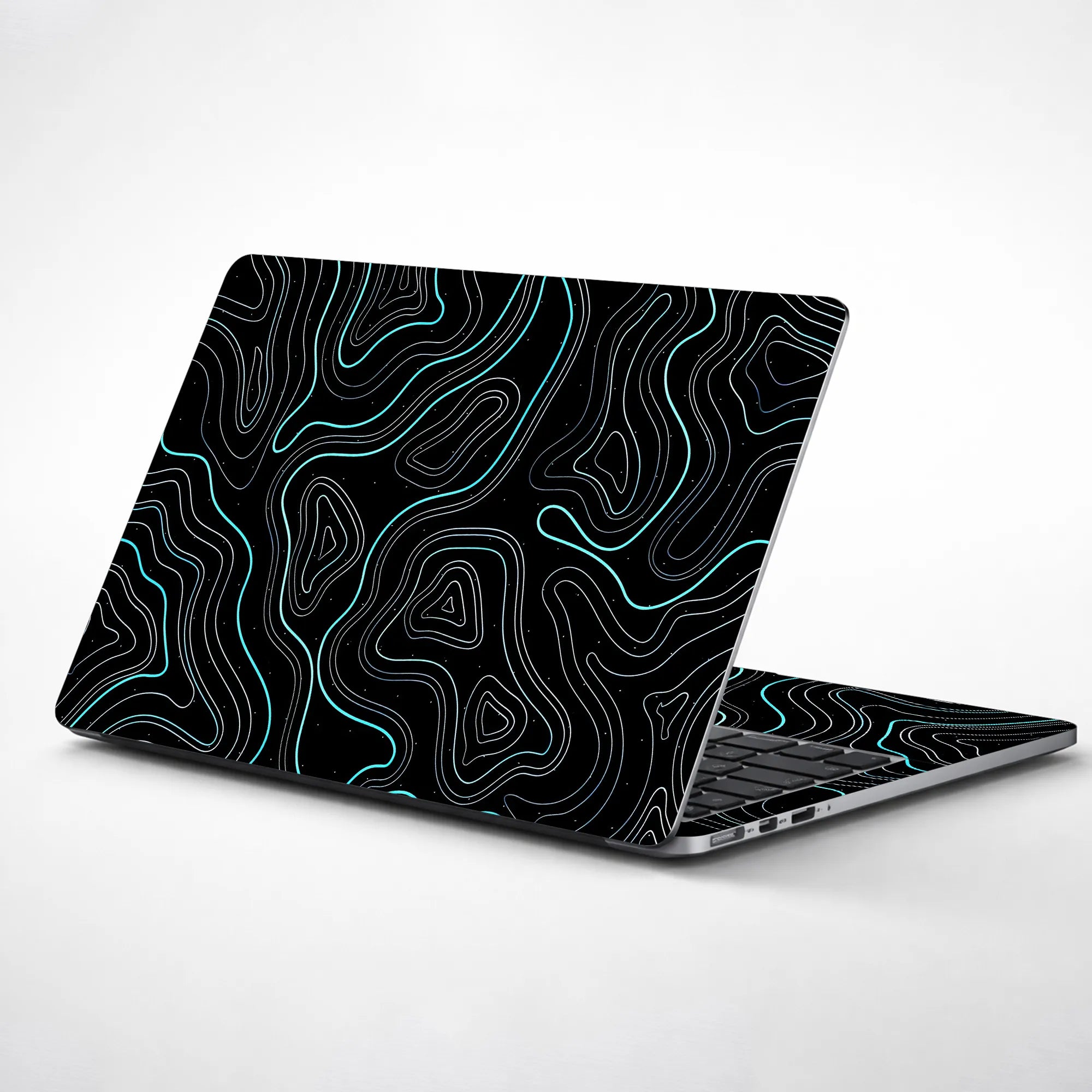 Laptop Skin - Abstract Line Art Turquoise Waves