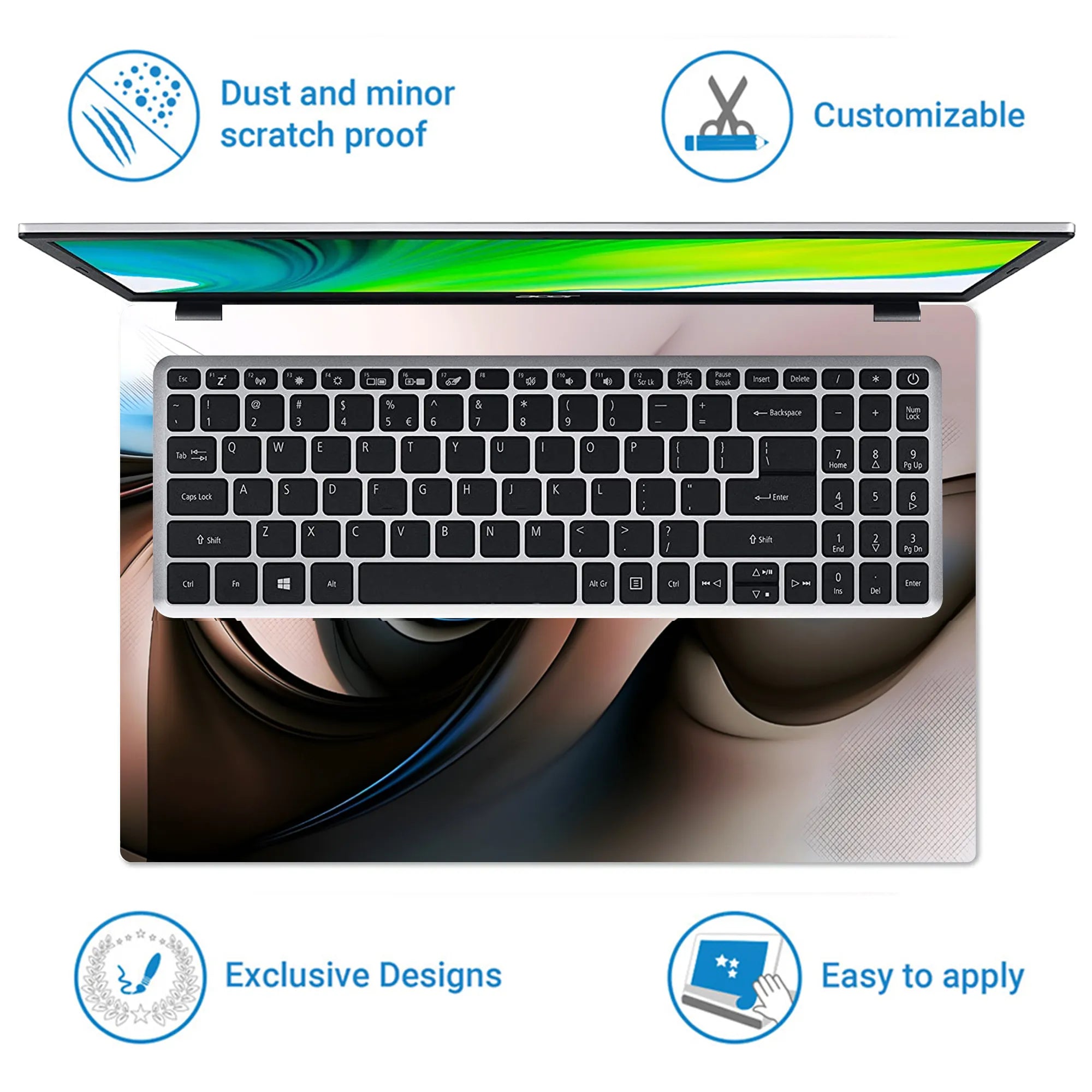 Laptop Skin - Fluid Abstract Waves Soft Tones