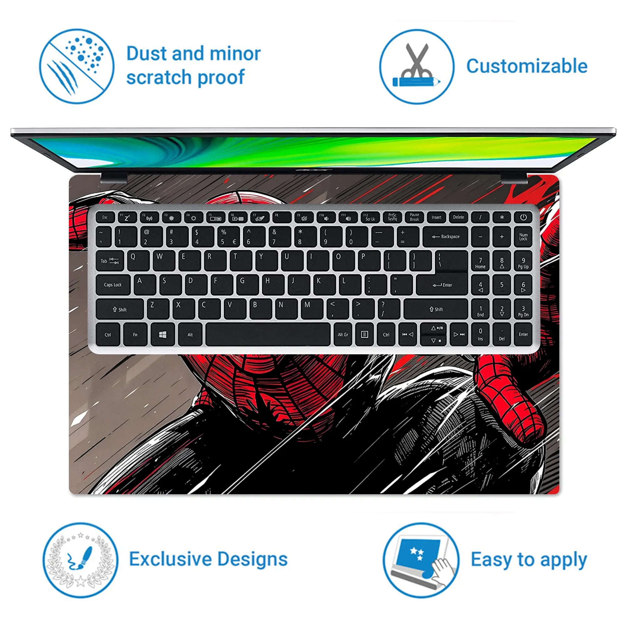 Laptop Skin - Dynamic Comic Spider Hero Red Action